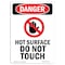 Signmission OSHA Danger Sign, Hot Surface Do Not Touch, 18in X 12in Rigid Plastic, 12" W, 18" H, Portrait OS-DS-P-1218-V-2231 - alternate 1